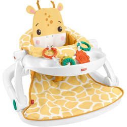Fisher-Price Portable Baby Chair with Snack Tray, BPA-Free Teether and Clacker Toy, Plush Giraffe Seat Pad, Sit-Me-Up Floor Seat, HPJ16