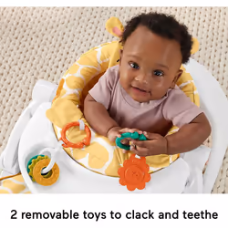 Fisher-Price Portable Baby Chair with Snack Tray, BPA-Free Teether and Clacker Toy, Plush Giraffe Seat Pad, Sit-Me-Up Floor Seat, HPJ16