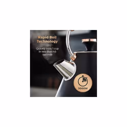 Tower T10044RG Cavaletto Pyramid Kettle with Fast Boil, Detachable Filter, 1.7 Litre, 3000 W, Black and Rose Gold