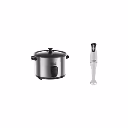 Russell Hobbs 19750 Rice Cooker and Steamer, 1.8 Litre, Silver & Hobbs Food Collection Hand Blender 22241, 200 W - White