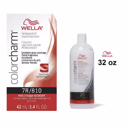 32oz) 7R Red Wella Color Charm Permanent Haircolor - 7R+ Developer (Vol. 20