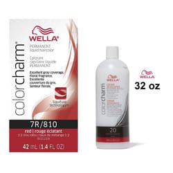 32oz) 7R Red Wella Color Charm Permanent Haircolor - 7R+ Developer (Vol. 20