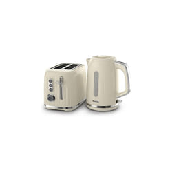 Breville Bold Cream Kettle and Toaster Set | with 1.7 Litre, 3KW Fast-Boil Electric Kettle and 2-Slice High-Lift Toaster | Cream and Silver Chrome