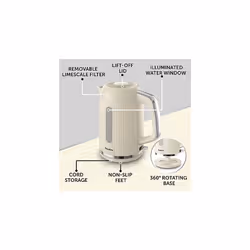 Breville Bold Cream Kettle and Toaster Set | with 1.7 Litre, 3KW Fast-Boil Electric Kettle and 2-Slice High-Lift Toaster | Cream and Silver Chrome