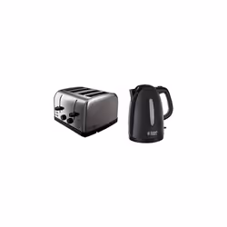 Russell Hobbs 18790 Futura 4-Slice Toaster, 1500 W, Stainless Steel Silver, Four Slice & Textures Plastic Kettle 21271, 1.7 L ...