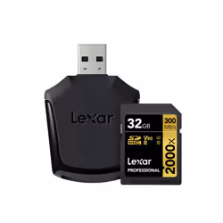Lexar 32GB Professional 2000x UHS II SDHC Class 10 High Speed SD Memory Card with SD Card Reader