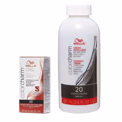 3.6oz) 6R Red Terra Cotta Wella Color Charm Permanent Haircolor - 6R+ Developer (Vol. 20