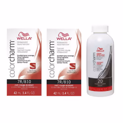 3.6oz) 7R Red Wella Color Charm Permanent Haircolor - 7R + 7R + Developer (Vol. 20