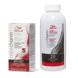 3.6oz) 6RV Cyclamen Wella Color Charm Permanent Haircolor - 6RV+ Developer (Vol. 20