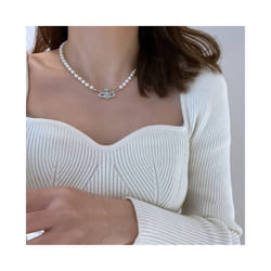 Vivienne Westwood Necklace Mini Bas Relief Pearl - Silver