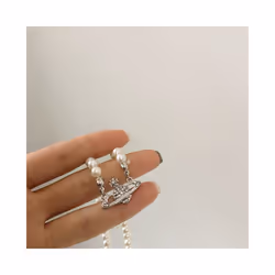 Vivienne Westwood Necklace Mini Bas Relief Pearl - Silver