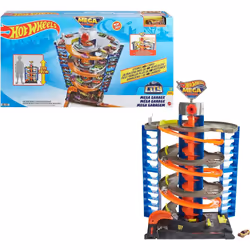 \u200BHot Wheels City Mega Garage Playset with Corkscrew Elevator & Storage for 60+ Cars, Includes 1 Hot Wheels 1 64 Scale Ve ...