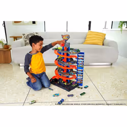\u200BHot Wheels City Mega Garage Playset with Corkscrew Elevator & Storage for 60+ Cars, Includes 1 Hot Wheels 1 64 Scale Vehicle