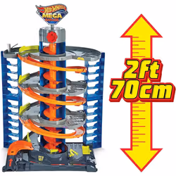\u200BHot Wheels City Mega Garage Playset with Corkscrew Elevator & Storage for 60+ Cars, Includes 1 Hot Wheels 1 64 Scale Vehicle