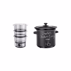 Russell Hobbs Food Collection Compact Food Steamer 14453, 7 L - Brushed Stainless Steel & 24180 Chalkboard Slow Cooker, 3.5 L ...