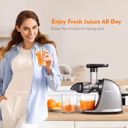 AMZCHEF Juicer Machines - Cold Press Slow Juicer - Masticating Juicer for Whole Fruits and Vegetables - Delicate Chew No Need to Filter