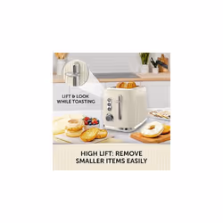 Breville Bold Vanilla Cream 2-Slice Toaster with High-Lift and Wide Slots | Cream and Silver Chrome [VTR003]