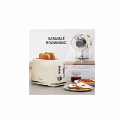 Breville Bold Vanilla Cream 2-Slice Toaster with High-Lift and Wide Slots | Cream and Silver Chrome [VTR003]