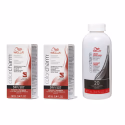 3.6oz) 5RV Burgundy Wella Color Charm Permanent Haircolor - 5RV + 5RV + Developer (Vol. 20