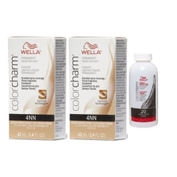 3.6oz) Wella Color Charm Permanent Liquid Haircolor - 4NN+4NN+Developer (Vol. 20