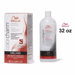 32oz) 5RG Light Auburn Wella Color Charm Permanent Haircolor - 5RG + Developer (Vol. 20
