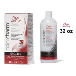 32oz) 5RG Light Auburn Wella Color Charm Permanent Haircolor - 5RG + Developer (Vol. 20