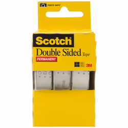 665 Double-Sided Office Tape in Hand Dispenser  1/2"""" x 7 Yards  Three/Box