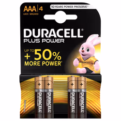 Duracell Plus Power, Single-use battery, AAA, Alkaline, 1.5 V, 4 pc(s), Black, Gold