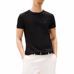 Tommy Hilfiger 10839 Mens T Shirts Crew Neck Short Sleeve Summer New Cotton Tee - Black, M