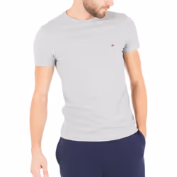 Tommy Hilfiger 10839 Mens T Shirts Crew Neck Short Sleeve Summer New Cotton Tee - Grey, S