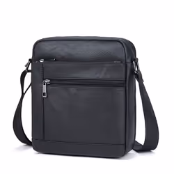 Cowhide Crossbody Bag for Men Casual Leather Bag Square Soft Leather Shoulder Messenger Bag - black, One Size