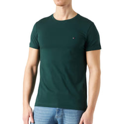 Tommy Hilfiger 10839 Mens T Shirts Crew Neck Short Sleeve Summer New Cotton Tee - Forest Green, S