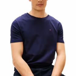 Tommy Hilfiger 10839 Mens T Shirts Crew Neck Short Sleeve Summer New Cotton Tee - Navy Blue, S