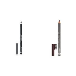 Rimmel London Soft Kohl Smudge-proof Eyeliner Pencil, Jet black, 1.2 g & London Professional Eyebrow Pencil, Dark Brown, 1.4g
