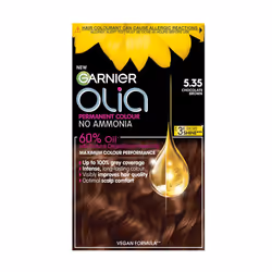 Garnier Olia Permanent Hair Dye, Up to 100% Grey Hair Coverage, No Ammonia, 60% Oils, 5.35 Rich Chocolate Brown