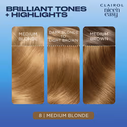 Clairol Nice'n Easy CrÃme, Natural Looking Oil Infused Permanent Hair Dye, 8 Medium Blonde