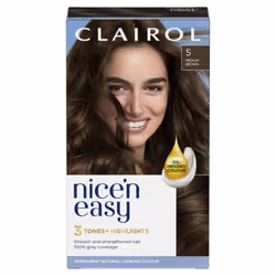 Clairol Nice'n Easy CrÃme, Natural Looking Oil Infused Permanent Hair Dye, 5 Medium Brown