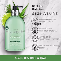 Baylis & Harding Aloe, Tea Tree & Lime Anti-Bacterial Hand Wash, 500 ml (Pack of 3) - Vegan Friendly