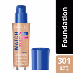 Rimmel Match Perfection Foundation, SPF 20, 301 Warm Honey, 30 ml