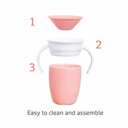 Munchkin Miracle 360 6+ Months Baby Sippy Cups | Free Flow Beaker for Toddlers Baby Water Bottle with Easy-Grip Handles| 207 ml | 2 Pack| Pink