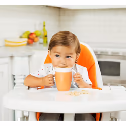 Munchkin Miracle 360 6+ Months Baby Sippy Cups | Free Flow Beaker for Toddlers Baby Water Bottle with Easy-Grip Handles | 207 ml | 2 Pack | Orange