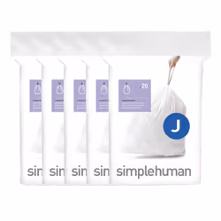 simplehuman Code J 100 Liners, 50% Recycled Custom Fit Bin Bags in Dispenser Packs with Durable Drawstring Tie Handle, 30-45L ...