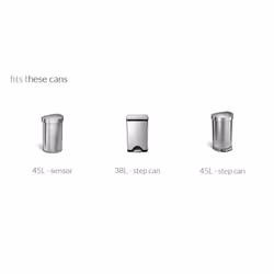 simplehuman Code J 100 Liners, 50% Recycled Custom Fit Bin Bags in Dispenser Packs with Durable Drawstring Tie Handle, 30-45L, White
