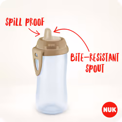 NUK Kiddy Cup Toddler Cup | 12+ Months | 300 ml | Leak-Proof Toughened Spout | Clip & Protective Cap | BPA-Free | Yellow