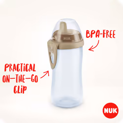 NUK Kiddy Cup Toddler Cup | 12+ Months | 300 ml | Leak-Proof Toughened Spout | Clip & Protective Cap | BPA-Free | Yellow