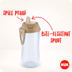 NUK Kiddy Cup Toddler Cup | 12+ Months | 300 ml | Leak-Proof Toughened Spout | Clip & Protective Cap | BPA-Free | Pink