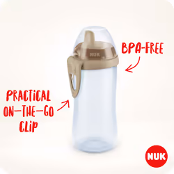 NUK Kiddy Cup Toddler Cup | 12+ Months | 300 ml | Leak-Proof Toughened Spout | Clip & Protective Cap | BPA-Free | Pink