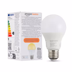 Amazon Basics Smart A60 Dimmable LED Light Bulb, E27 Base, Soft White, 2.4GHz WiFi, 8.5W, Works with Alexa Only, 1 Pack