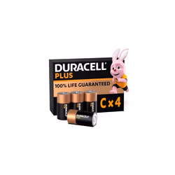 Duracell Plus C Batteries (4 Pack) - Alkaline 1.5V - 100% Life Guaranteed - Reliability For Devices - 0% Plastic Packaging - ...