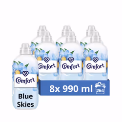 Comfort Blue Skies Fabric Conditioner with Stay Fresh technology for 100 days of freshness + fragrance* 264 washes (8x 990 ml ...